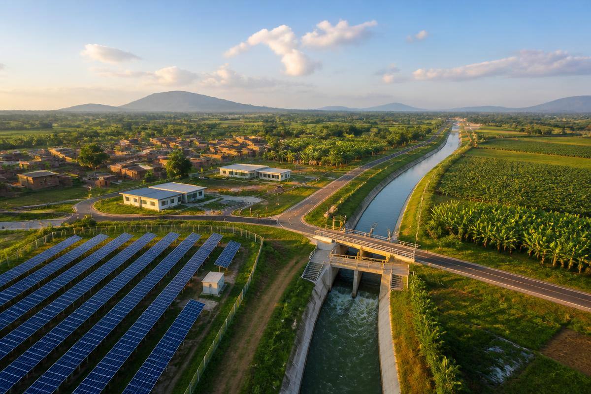 Sustainable climate and green Infrastructure project in East Africa with solar panels and irrigation