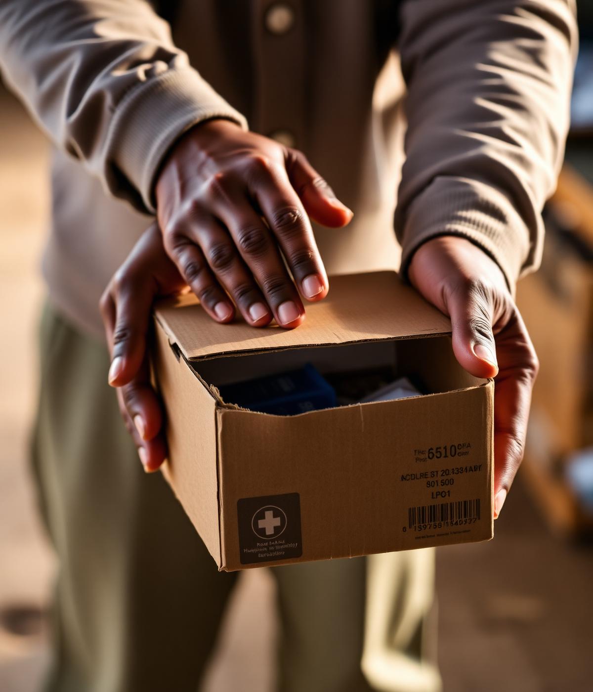 Humanitarian supplies being handed over